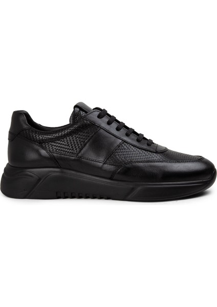 Deri Siyah Erkek Sneaker Ayakkabı - 01963MSYHE04