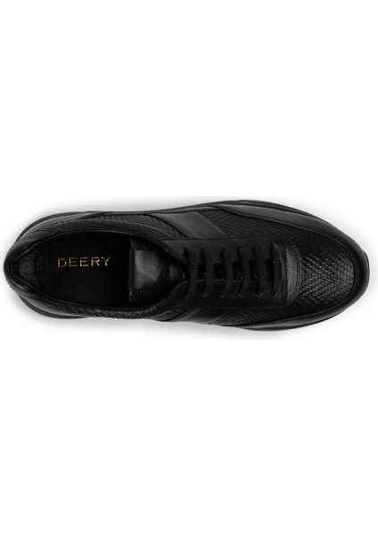 Deri Siyah Erkek Sneaker Ayakkabı - 01963MSYHE04