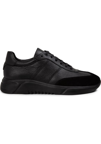 Deri Siyah Erkek Sneaker Ayakkabı - 01961MSYHP02