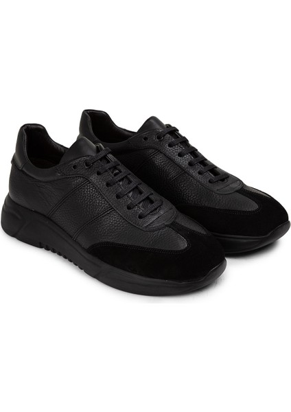 Deri Siyah Erkek Sneaker Ayakkabı - 01961MSYHP02