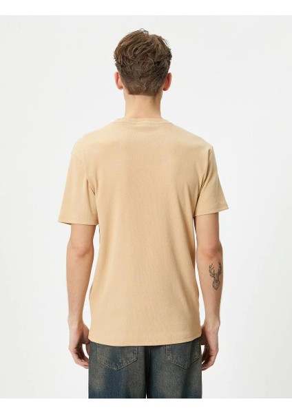 Fitilli Tişört Dokulu Bisiklet Yaka Kısa Kollu Pamuklu modelleri