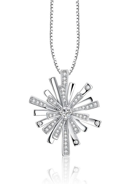 Swr Diamond Seri Elegant Design Kar Tanesi Kadın Gümüş Kolye