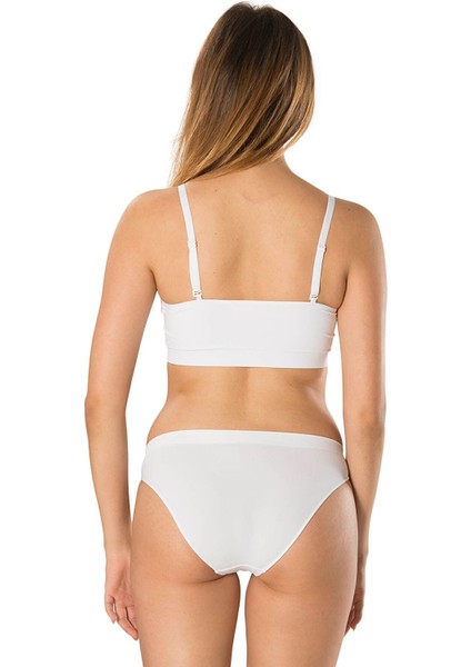 Ayar Askılı Ince Askılı Crop Top Toparlayıcı Pedli Büstiyer Beyaz modelleri