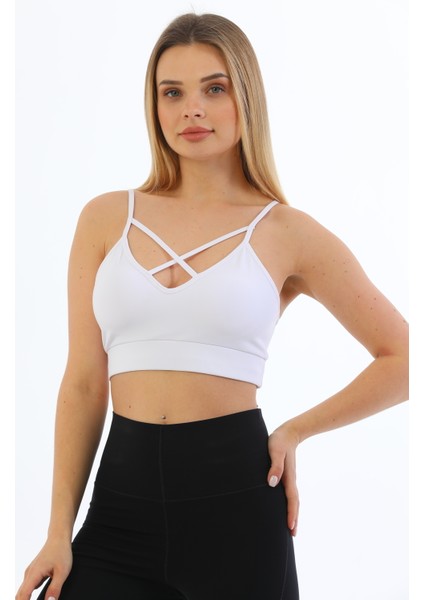 Ön Kısmı Çarpaz Ince Askılı Toparlayıcı Crop Büstiyer Siyah fiyatları