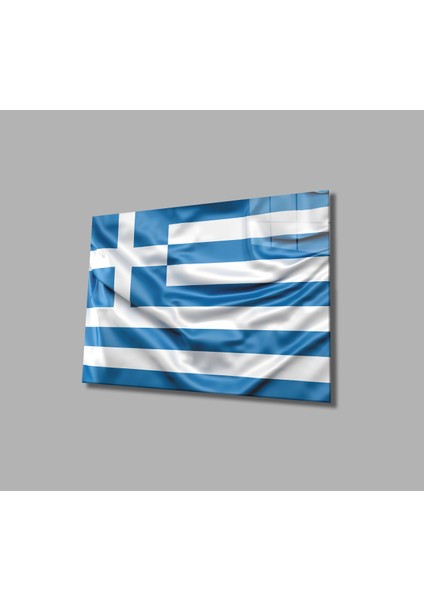 Yunanistan Bayrağı Cam Tablo Greece Flag
