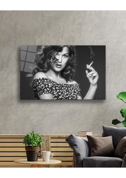 Siyah Beyaz Insan Fotoğrafları Kadın Cam Tablo fiyatları