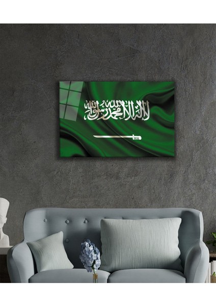 Suudi Arabistan Bayrağı Cam Tablo Saudi Arabia Flag fiyatları