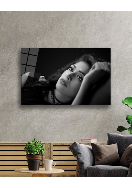 Siyah Beyaz Insan Fotoğrafları Kadın Cam Tablo fiyatları