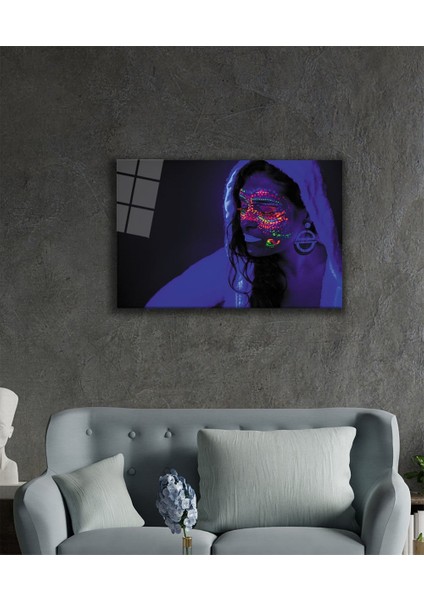 Neon Makyajlı Kadın Cam Tablo fiyatları