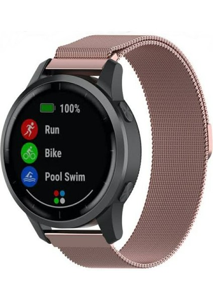 20 mm Universal Mıktatıslı Hasır Metal Kordon Rose Pink