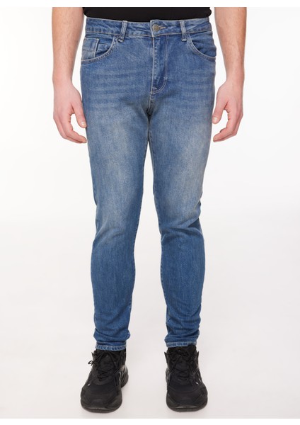 The Crow Normal Bel Dar Koyu Mavi Erkek Denim Pantolon TC5003