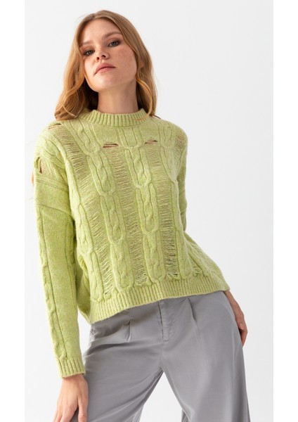 Saç Örgü Bisiklet Yaka Kazak modelleri