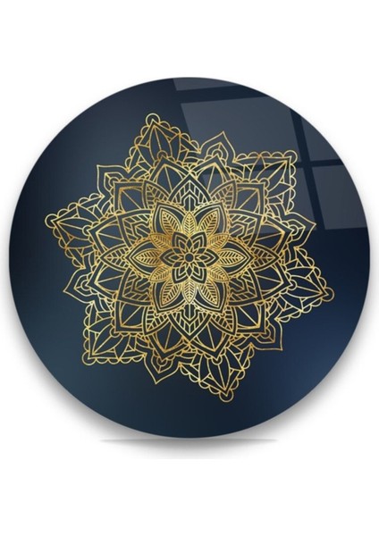 Mandala Yuvarlak Cam Tablo