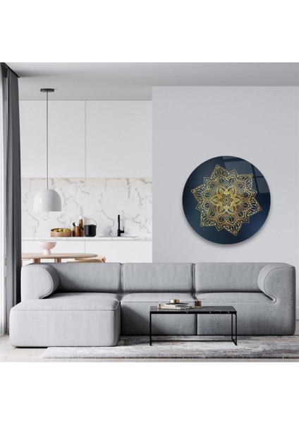 Mandala Yuvarlak Cam Tablo