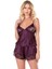 Aria's Closet Mürdüm Saten Babydoll Şort Takımı 4