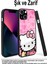 Apple iPhone 6 Plus ile Uyumlu Silikon Arkası Cam Kapak Hello Kitty Tasarımlı Cam Kılıf 3