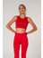 Fitilli Crop Top Seamless Spor Sütyeni Kırmızı 3