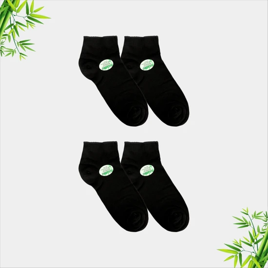 Sweex 4 Çift Erkek Bambu Siyah Premium Patik Çorap