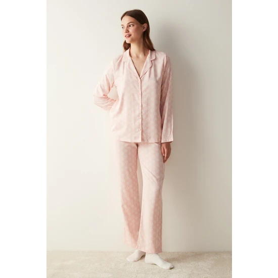 Penti Josie Pink Desenli Gömlek Pantolon Pijama Takımı