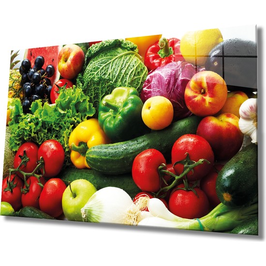 Miraax Meyve ve Sebze Cam Tablo Fruits And Vegetables Art Fiyatı