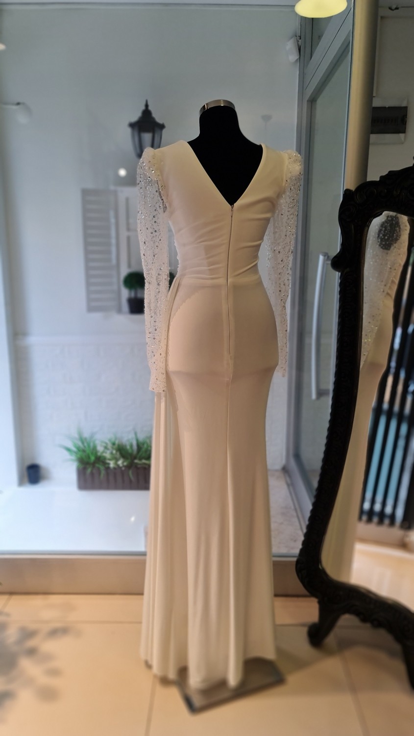 Moda Makko Halter Yaka Drapedetaylı Pileli Etekli Mezuniyet Elbisesi görsel 3
