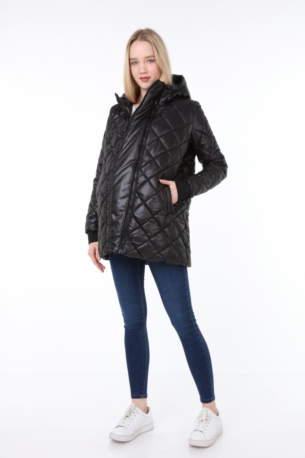 Luvmabelly MYRA7800 Siyah Kapitoneli Hamile Montu %100 Polyester Rahat Kesim ve Şık Tasarım görsel 2