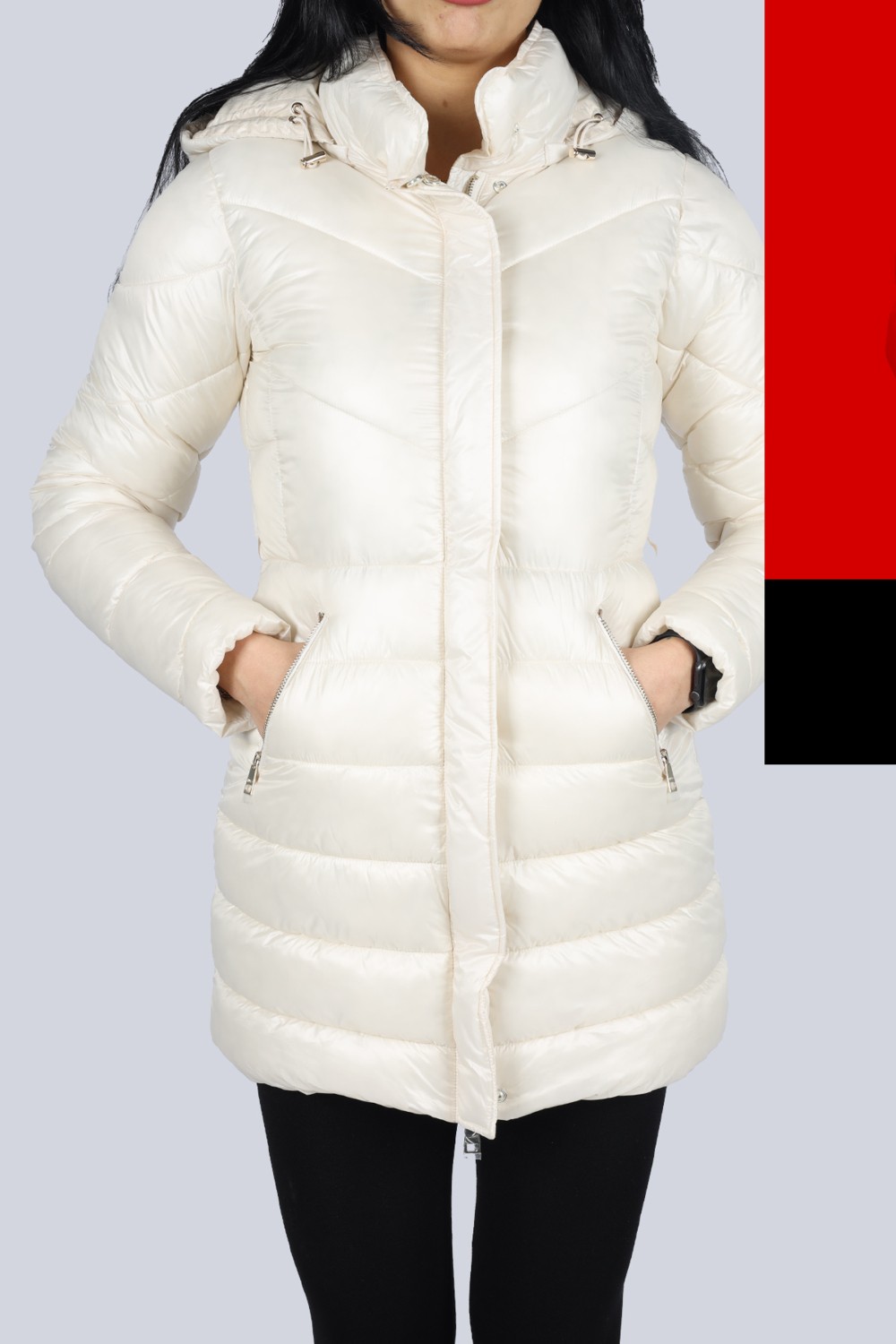 Liu Jo Kadın Kapşonlu Yaka Marka Detaylı Fermuarlı Şişme Turkuaz Mont MF3065TS045-85128