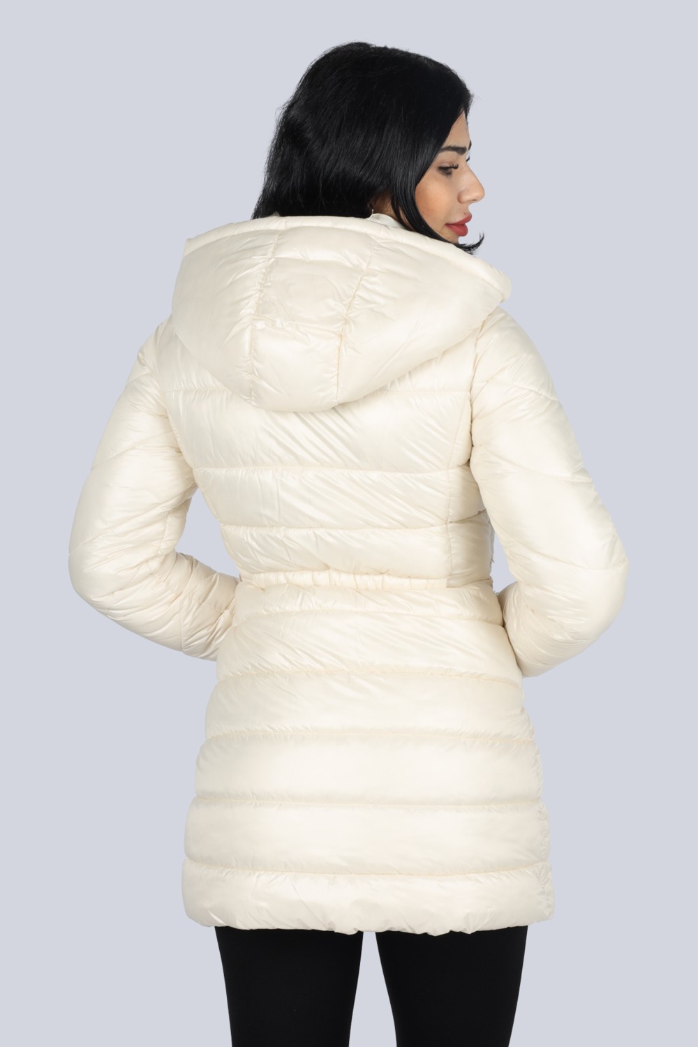 Liu Jo Kadın Kapşonlu Yaka Marka Detaylı Fermuarlı Şişme Turkuaz Mont MF3065TS045-85128 görsel 5