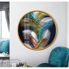 Miraax Gold Desenler Yuvarlak Cam Tablo