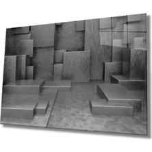 Miraax Siyah Geometrik Mimari Cam Tablo