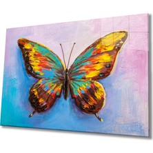 Miraax Kelebek  Cam Tablo, Colorful Butterfly