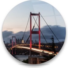 Miraax Istanbul Boğaz Köprüsü Yuvarlak Cam Tablo