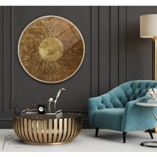 Miraax Gold Desen Yuvarlak Cam Tablo