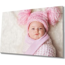Miraax Pembe Şapkalı Bebek Cam Tablo