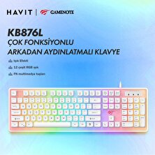 Havit Gamenote KB876L Gaming Rgb Işıklı Beyaz Oyuncu Klavyesi