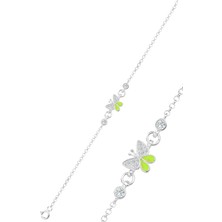 Söğütlü Silver Gümüş Zirkon Taşlı Yeşil Mineli Kelebek Modeli Çocuk Bileklik SGTL12322YESIL