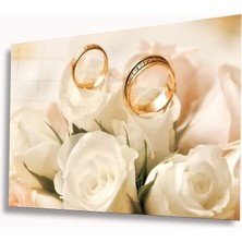 Miraax Beyazgüller ve Alyanslar Cam Tablo