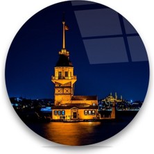 Miraax Kız Kulesi Yuvarlak Cam Tablo