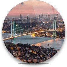 Miraax Istanbul Boğaz Köprüsü Yuvarlak Cam Tablo