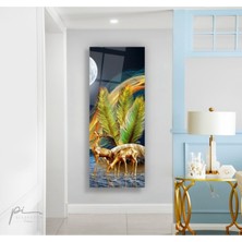 Miraax Gold Geyikler Panoramik Cam Tablo