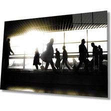 Miraax Gün Batımında  Insanlar Cam Tablo