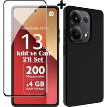 MTK Moveteck Xiaomi Redmi Note 13 Pro 5g Kılıf Kamera Korumalı Soft Yumuşak Silikon + 9h Tempereli Nano Cam 2'li Set Ekran Camı ve Kılıf