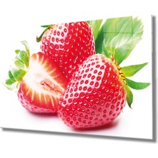 Miraax Çilek Cam Tablo Strawberry Art