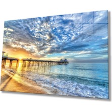 Miraax Gün Batımı Deniz Iskele Cam Tablo