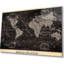 Miraax Eski Siyah Beyaz Eski Dünya Haritası  Cam Tablo