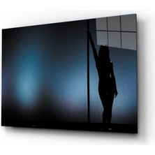 Miraax Kadın Silüetli Mavi Siyah Tablo