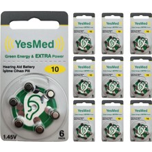 Yesmed Extra Power 10 Numara Işitme Cihazı Pili(10 Paket x 6 Adet = 60 Adet Pil)