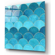 Miraax Turkuaz Desenler Cam Tablo