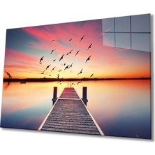 Miraax Günbatımı Deniz  Cam Tablo, Sunset Sea