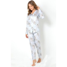 Doremi Blue Grace Uzun Kollu Bayan Pijama Takımı